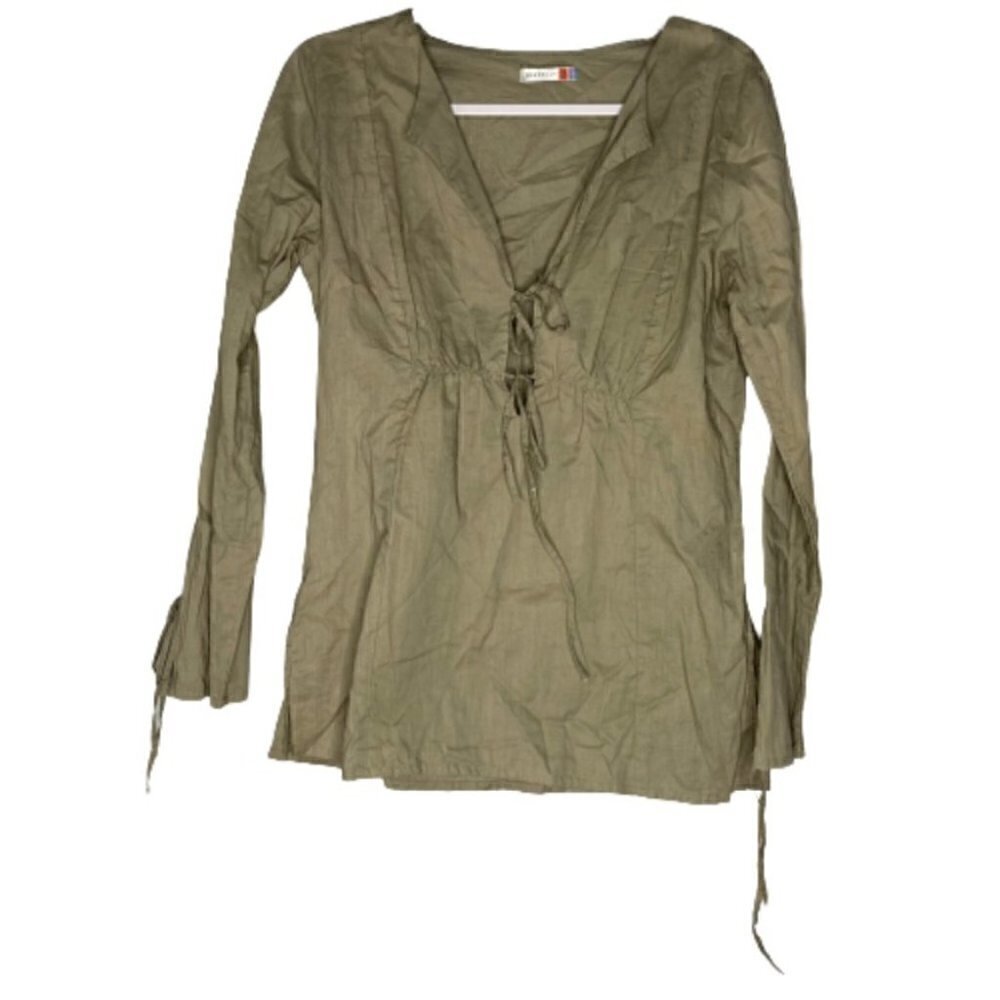 Seafolly Green Swimsuit Coverup Tie Front Shirt